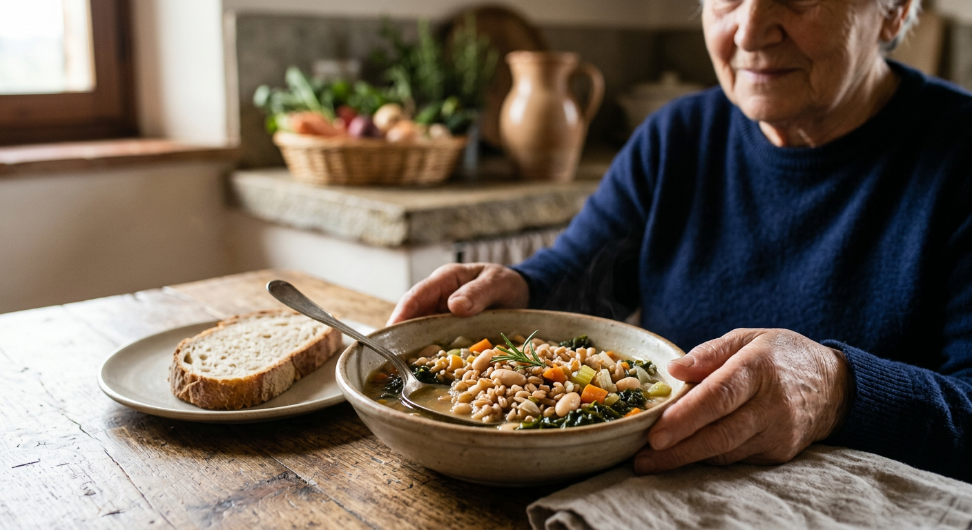 La tradizionale zuppa toscana di farro e cannellini, esempio perfetto di complementazione aminoacidica.