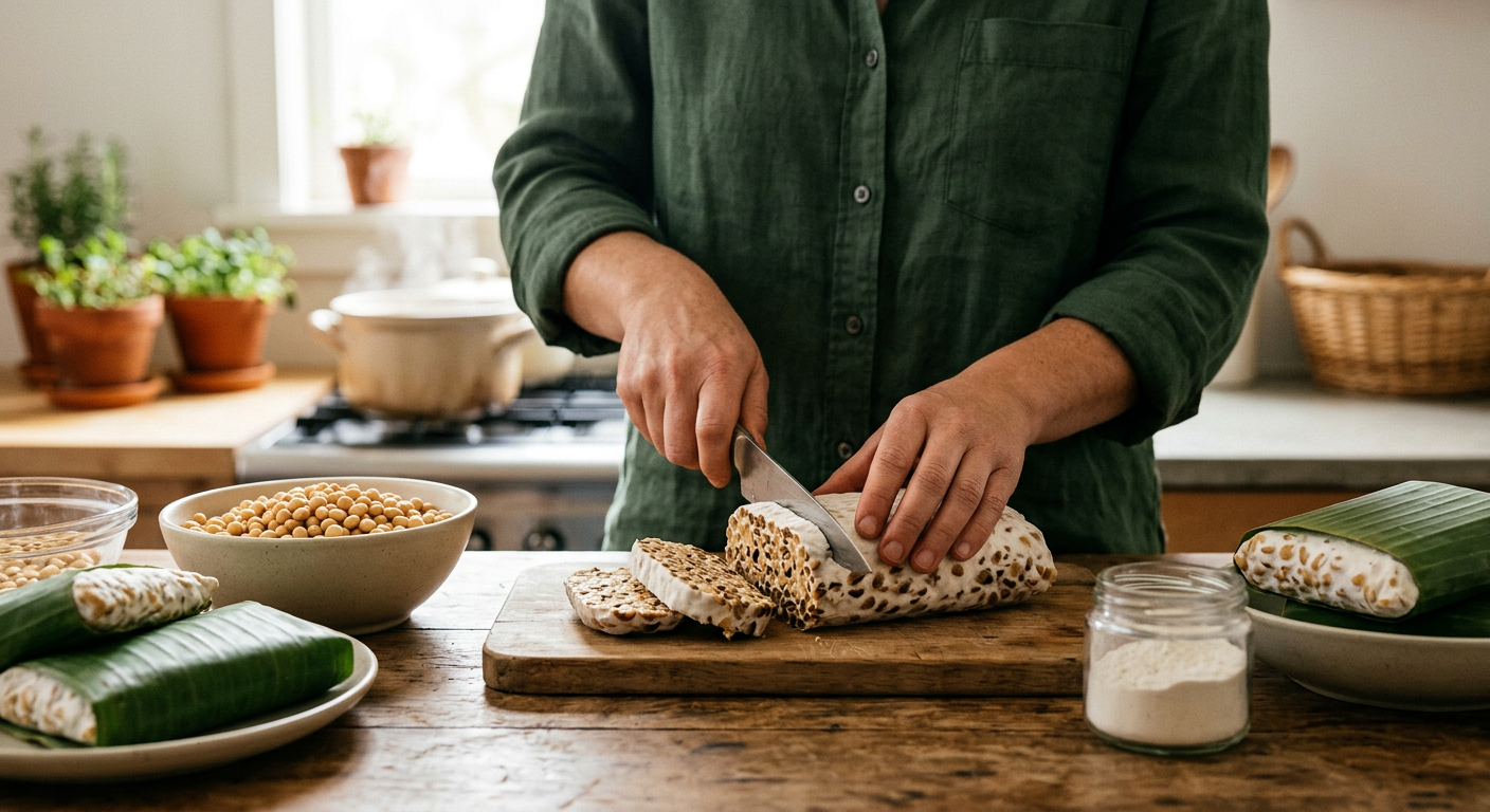 Fermentierter Tempeh bietet durch den Edelschimmel Rhizopus eine herausragende Bioverfügbarkeit von Proteinen und Mikronährstoffen.