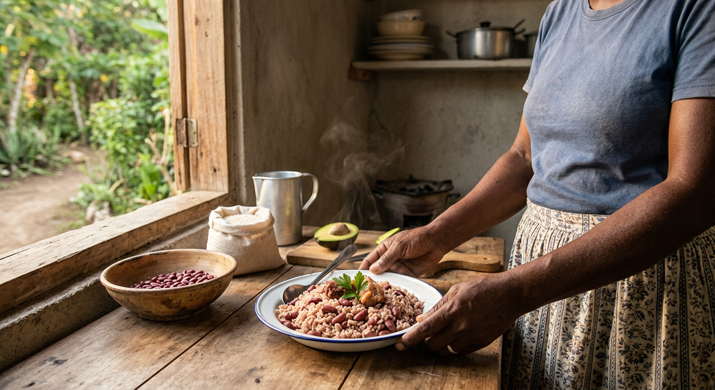 Diri ak pwa kole: yon asyèt nasyonal ki bay yon konbinezon pwoteyin konplè ak nourisan.