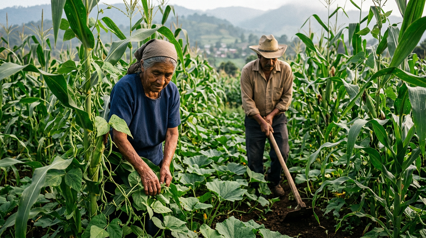 Macehualtepemeh ipan milpa canin mochihua cintli, etl huan ayohuitli ipan Mexico