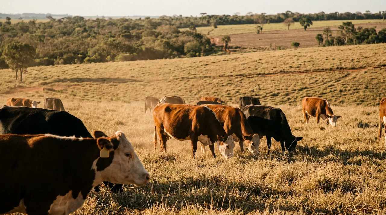 Cattle grazing on grassland