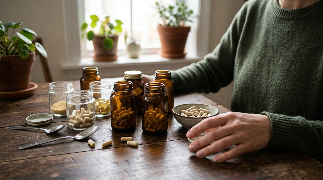 Compléments alimentaires de vitamine B12 en gélules sur une table