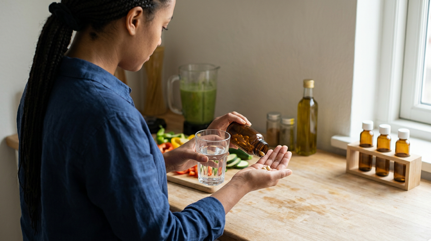 Vegan beslenmede B12 vitamini takviyesi ve laboratuvar analiz tüpleri