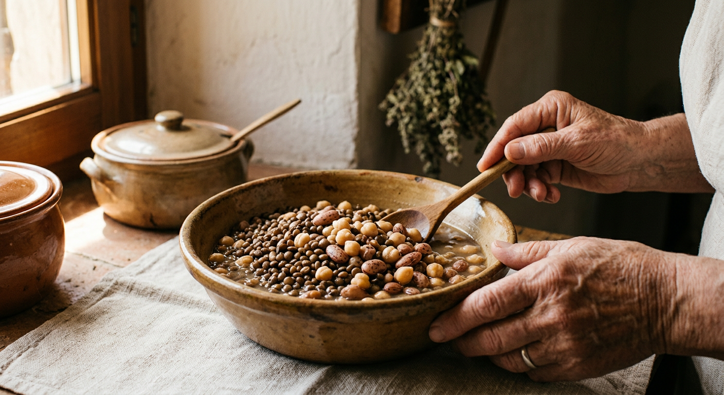 Legumi della tradizione contadina italiana: nutrienti essenziali naturalmente privi di lattosio, colesterolo e allergeni animali.