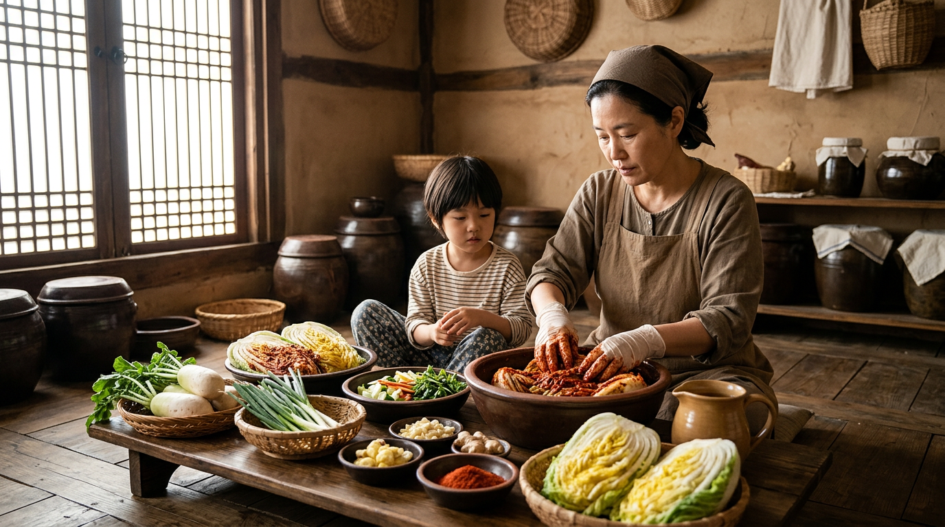배추와 무, 고춧가루, 채소 육수로 정갈하게 버무린 한국 전통 비건 김치