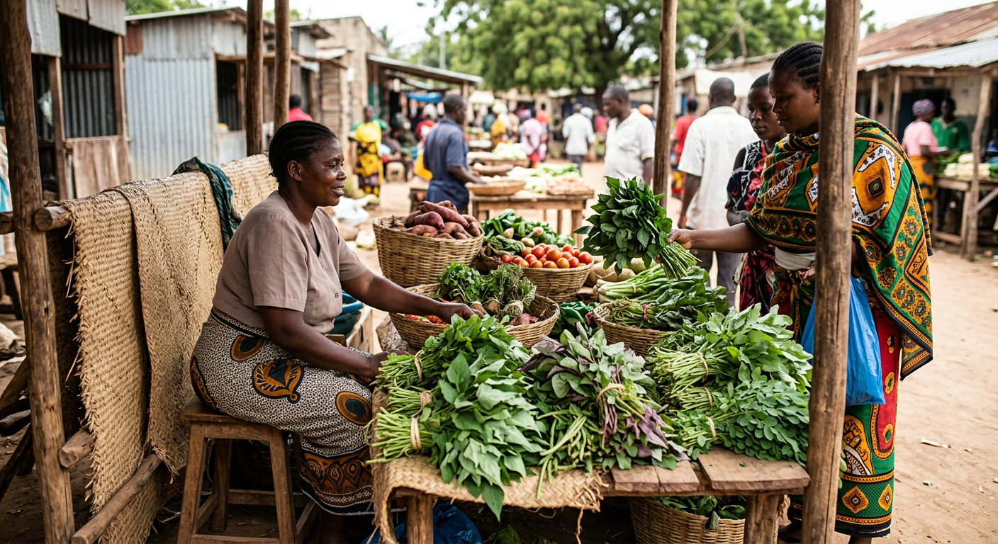 Mboga za kienyeji kama kunde, mchicha, na majani ya mlonge zikiuzwa katika soko la Kilifi zikiwa chanzo kikuu cha virutubisho.