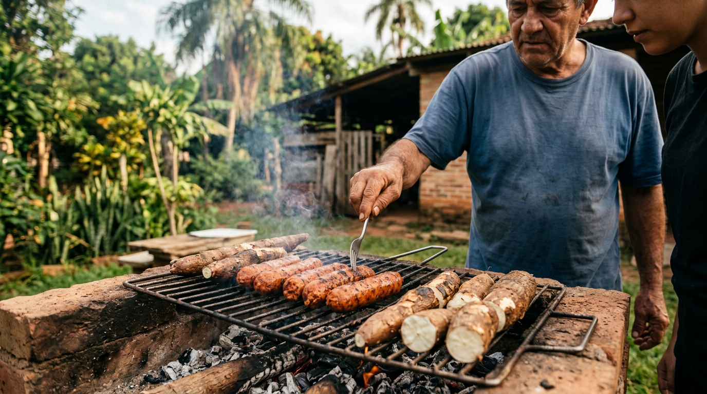 Chorizo vegano oñembojy tatapỹi ári asádope mandi'o ykére