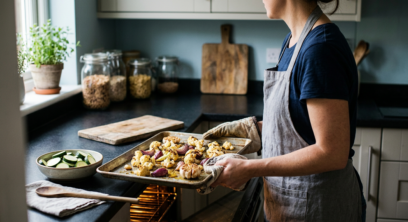 Sheet-pan roasting condenses prep and washing into a single, effortless process.