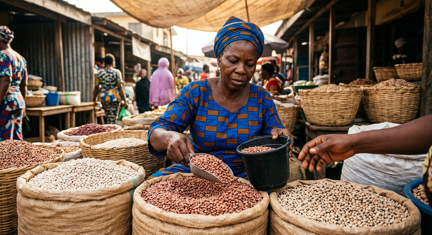 Ẹ̀wà funfun àti olóyìn ní àwọn àpò ọjà, orísun protein tí kò gba owó púpọ̀.