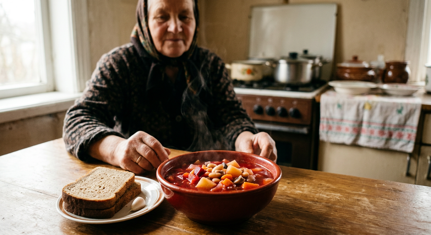 Пісний український борщ із білою квасолею та грибами — базове поживне джерело клітковини й білка