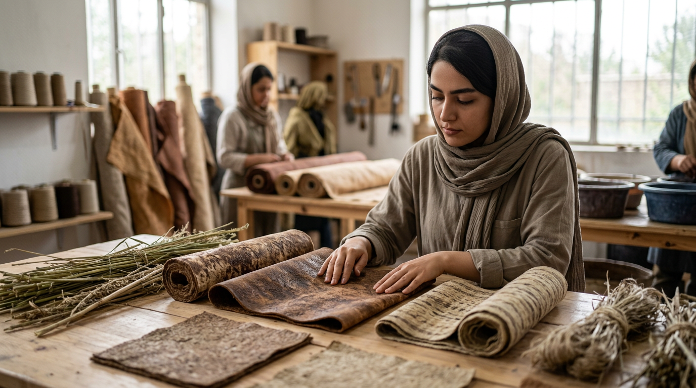 نمونههایی از منسوجات زیستی و چرم وگان بر پایه قارچ و الیاف گیاهی پایدار