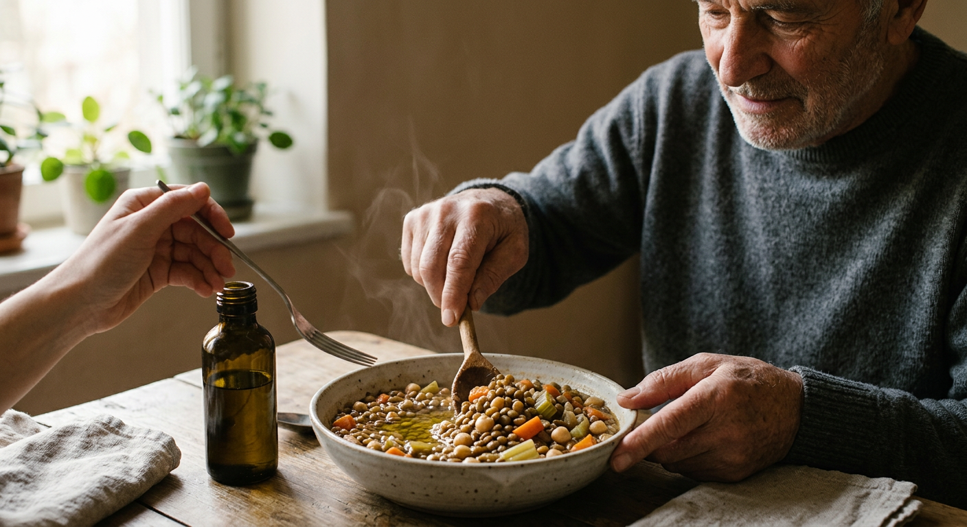Las legumbres cocinadas con aceite de oliva virgen extra y vegetales de raíz son la base metabólica para reducir el colesterol LDL.