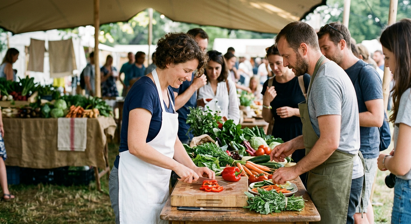 Chefs and food historians conduct live cooking demonstrations spotlighting regional vegetable cookery and heritage techniques.