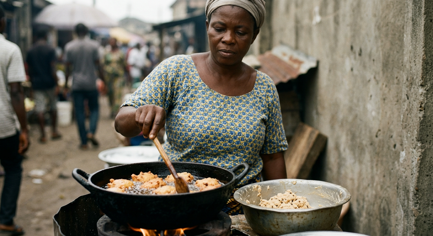 Àkàrà tútù tí a dín láti inú ẹ̀wà jẹ́ àpẹẹrẹ oúnjẹ vegan tòótọ́ tí kò ní èròjà ẹran kankan láti ìbẹ̀rẹ̀.