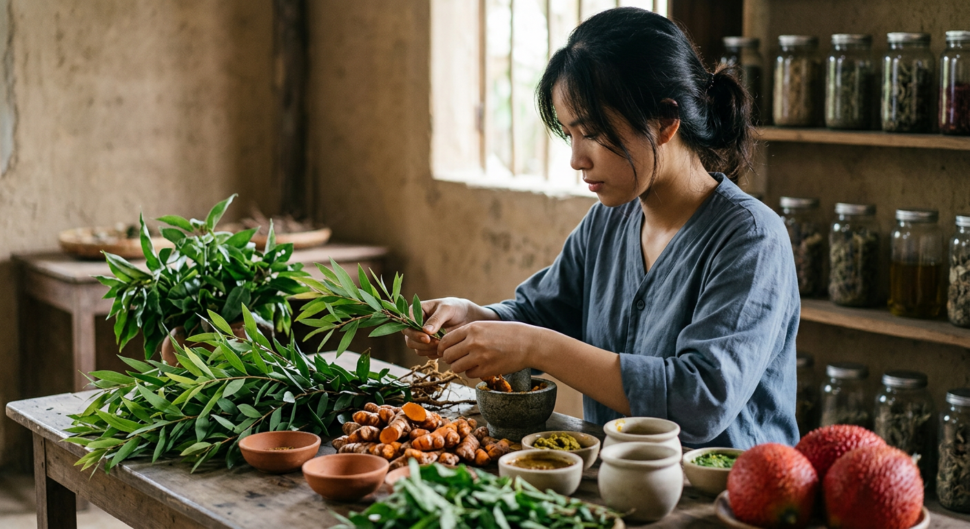 Thảo mộc nhiệt đới bản địa như tràm, nghệ và gấc là nền tảng bền vững cho mỹ phẩm thực vật tại Việt Nam.
