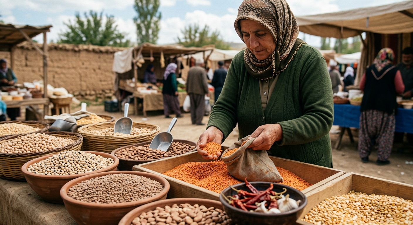 Anadolu pazar tezgâhlarındaki yerli kuru baklagiller, bitkisel proteinin en güvenilir kaynağıdır.