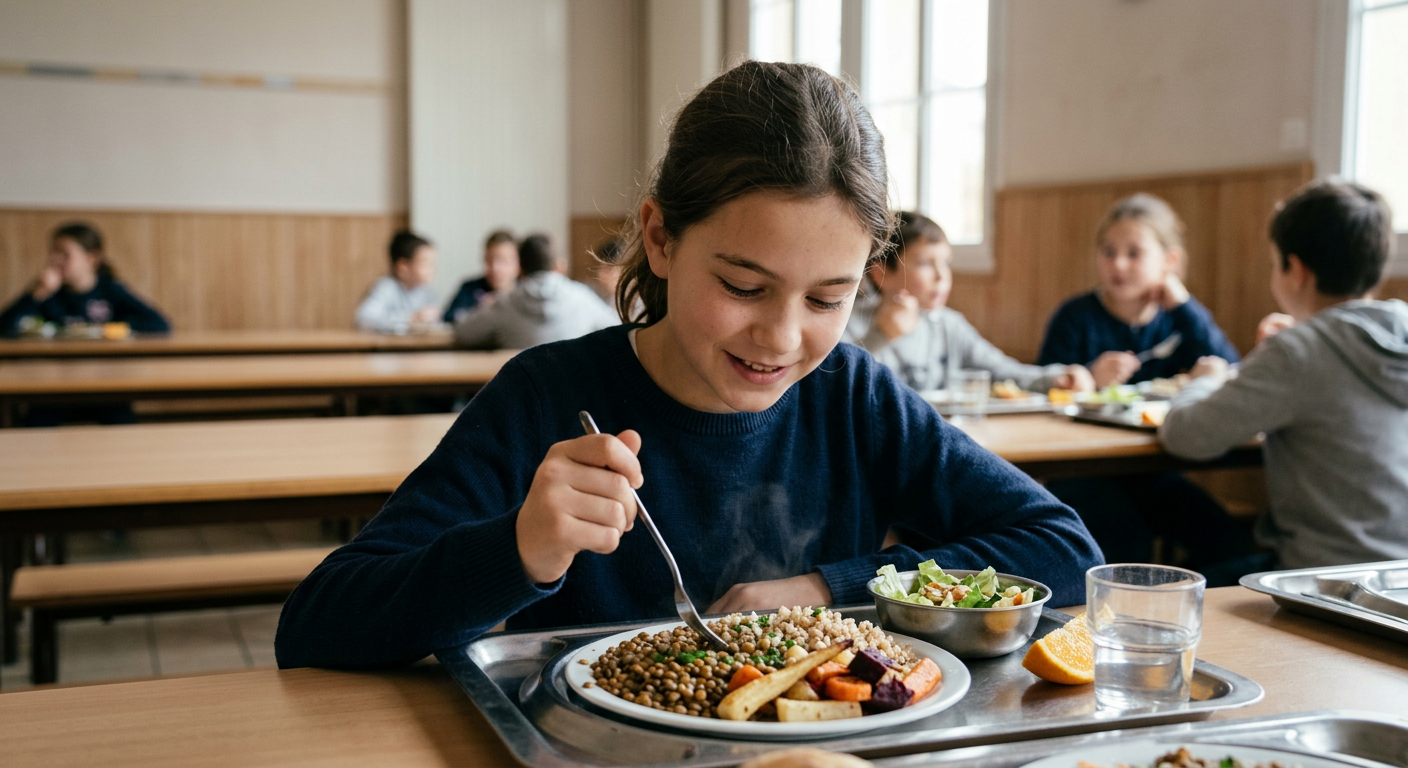 Un repas végétarien composé de lentilles vertes du Berry et de riz complet apporte une densité nutritionnelle optimale sans excès d'acides gras saturés.
