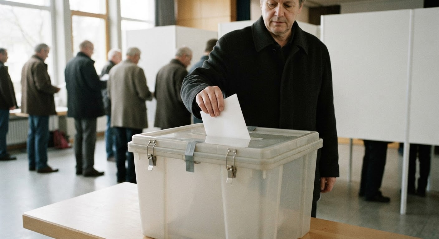 Eine Wahlurne in der Schweiz während der Abstimmung über die Käfig-Initiative 2012.