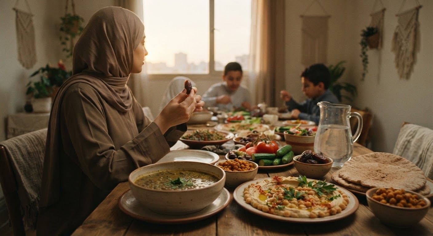 افطار کی میز پر دال اور چنے کے پکوان